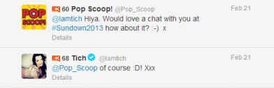 Twitter - Pop_Scoop- @Iamtich Thanks beautiful lady ...