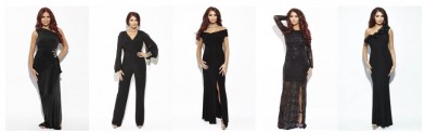 From left to right; PIPPA BLACK £95.00; MANDY £80.00; TRUDIE BLACK £80.00; STEFANIE BLACK £90.00; UNA £99.00.