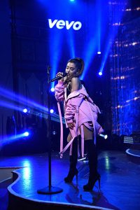 NEW YORK, NY - MAY 18: (Exclusive Coverage) Ariana Grande performs at Vevo Presents at The Angel Orensanz Foundation on May 18, 2016 in New York City. (Photo by Kevin Mazur/Getty Images for Vevo) *** Local Caption *** Ariana Grande